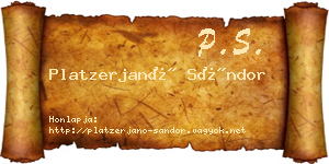 Platzerjanó Sándor névjegykártya
